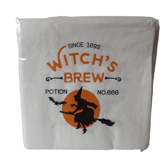 Halloween Paper Party Napkins  Witch's Brew Potion Cocktail Dessert 40 pc - Picture 1 of 3